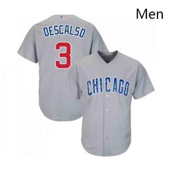 Mens Chicago Cubs 3 Daniel Descalso Replica Grey Road Cool Base Baseball Jersey